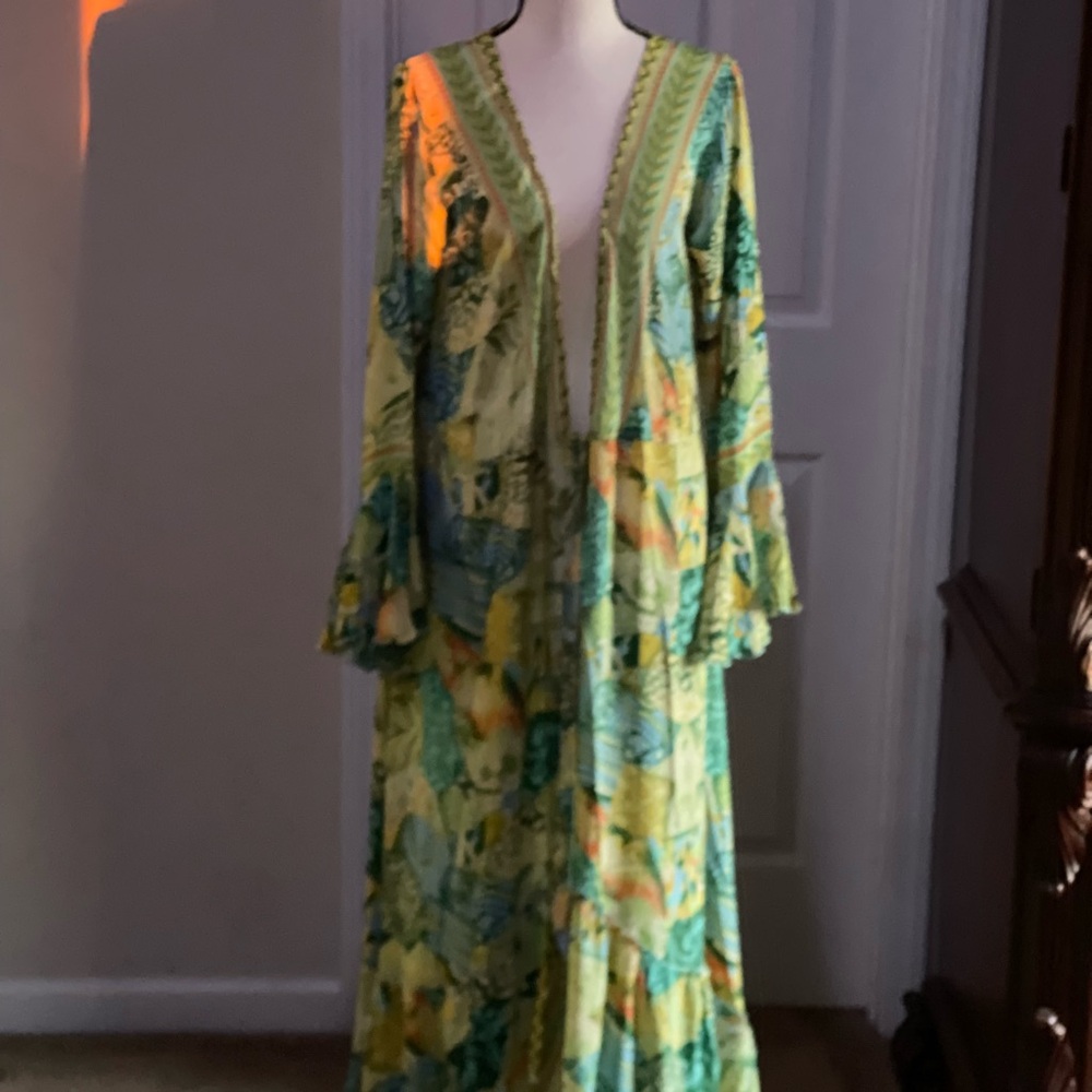 Vibrant Green and Yellow Kimono